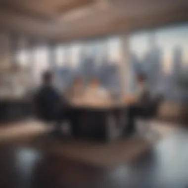Collaborative Strategies in Real Estate A modern office environment with real estate professionals discussing strategies.