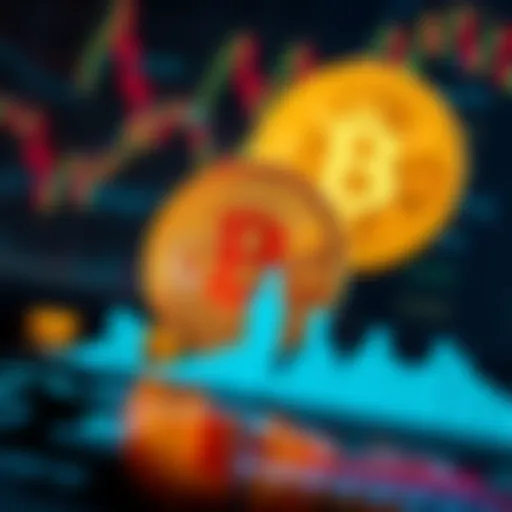 Visual representation of Bitcoin symbols and trends