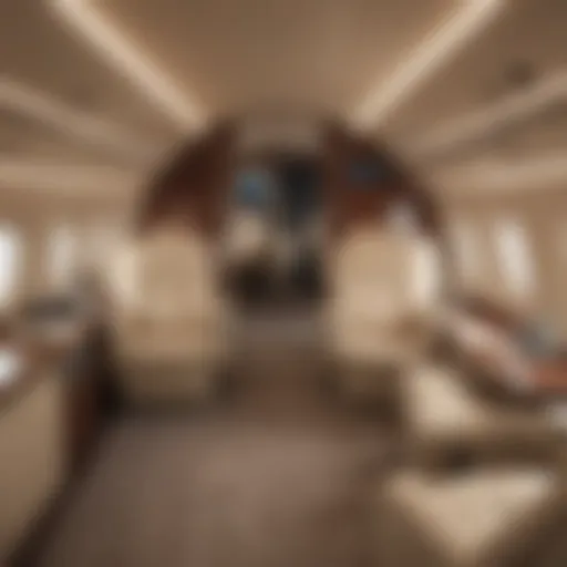 Luxurious interior of a private jet showcasing comfort and elegance