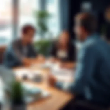 Team Collaboration in Entrepreneurship A collaborative team meeting in a modern workspace
