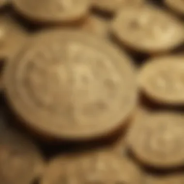 Close-up of gold coins showcasing their intricate designs