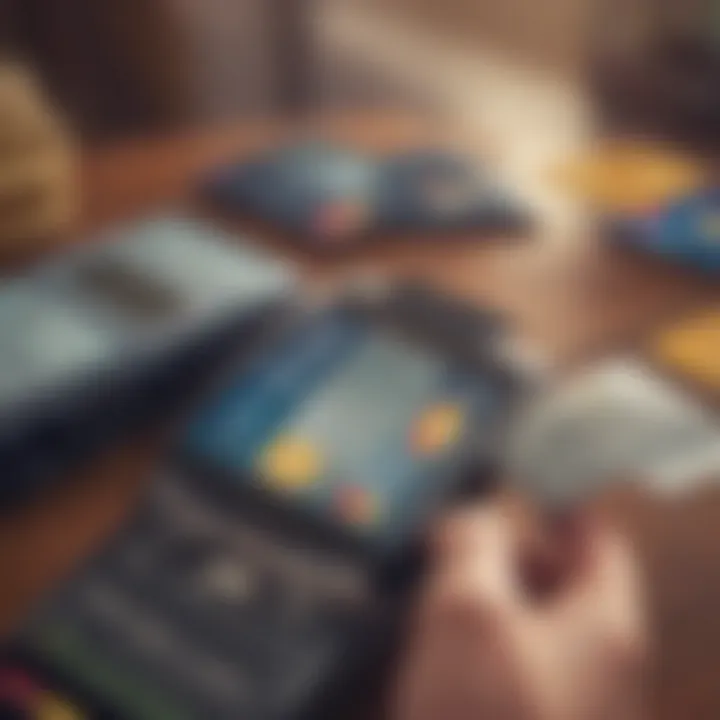 A digital wallet on a smartphone displaying various credit cards and transaction alerts.