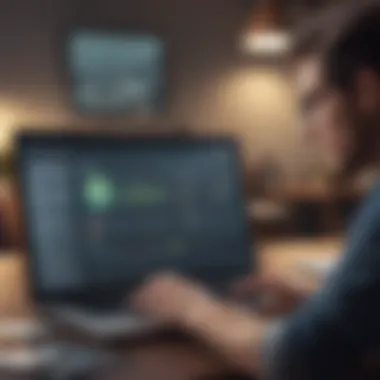 User Experience with Budget Management Tools Person engaging with budget management tools on a laptop