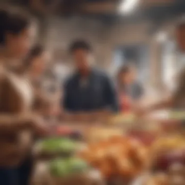 Volunteers engaging in a food distribution event