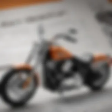 Harley Davidson motorcycle with financial documents