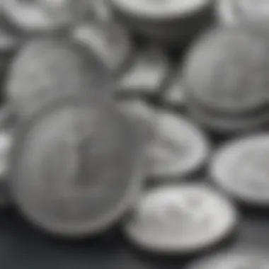 Close-up of silver coins showcasing their intricate details