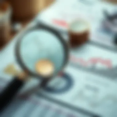 Analyzing Financial Reports Magnifying glass over financial reports showcasing penny stocks