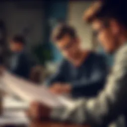 A thoughtful individual examining student loan paperwork