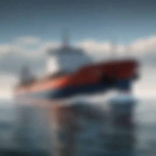 A modern tanker ship navigating through open waters