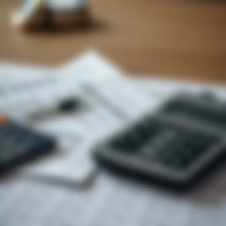 Calculator and financial documents indicating tax calculations