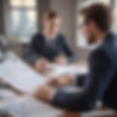 Loan Officer Evaluating Financial Criteria A loan officer analyzing financial documents