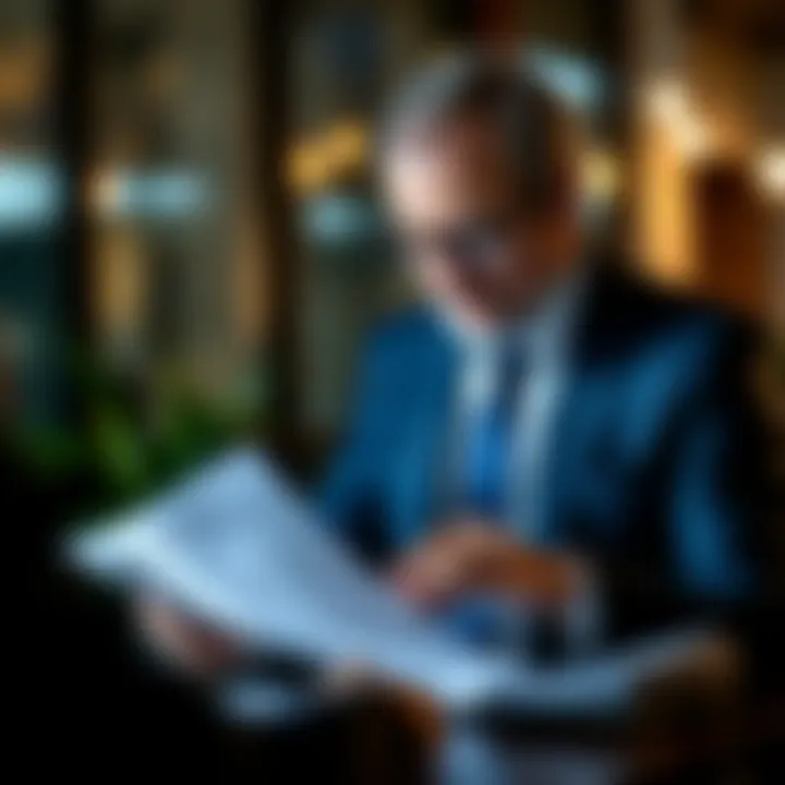 Investor analyzing a detailed venture capital prospectus document