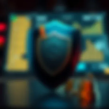 Financial Protection From Fraud Shield symbolizing financial security and protection