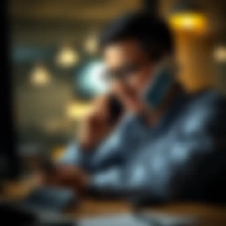 Person on phone reporting credit card fraud